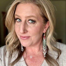 Load image into Gallery viewer, Turquoise, Red & Silver Slim Shoulder Dusters Beaded Fringe Earrings