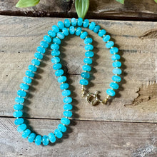 Load image into Gallery viewer, Classic Gemstone Beaded Necklace, Amazonite Blue with Gold Accents