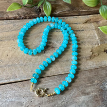 Load image into Gallery viewer, Classic Gemstone Beaded Necklace, Amazonite Blue with Gold Accents