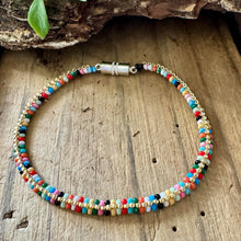 Load image into Gallery viewer, Petite Rainbow Seed Bead Bracelet with Gold or Silver Accents