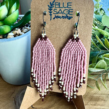 Load image into Gallery viewer, Pink Mauve and Burgundy Oxblood Beaded Fringe Earrings