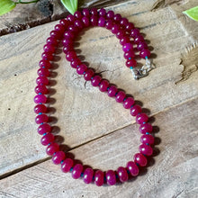 Load image into Gallery viewer, Vibrant Gemstone Statement Necklace, Rose Purple Chalcedony with Teal Accents