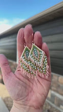 Load and play video in Gallery viewer, Pastel Seed Bead Earrings with Fringe Toho, Pink, Green, Turquoise, White, Cream
