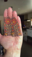 Load and play video in Gallery viewer, Autumn Colors Flower Beaded Seed Bead Fringe Earrings, Brown, Orange, Mustard Yellow, Sage Green