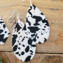 Load image into Gallery viewer, Cow Print Earrings, Faux/Vegan Leather, Teardrops or Dangles