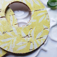 Load image into Gallery viewer, Yellow and White Cork Earrings, Backed by Genuine Leather