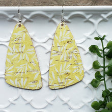 Load image into Gallery viewer, Yellow and White Cork Earrings, Backed by Genuine Leather
