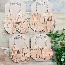 Load image into Gallery viewer, Natural Cork Earrings with Gold Foil Accents