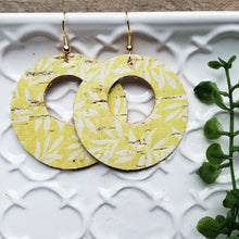 Load image into Gallery viewer, Yellow and White Cork Earrings, Backed by Genuine Leather