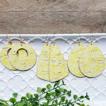 Load image into Gallery viewer, Yellow and White Cork Earrings, Backed by Genuine Leather