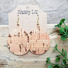 Load image into Gallery viewer, Natural Cork Earrings with Gold Foil Accents