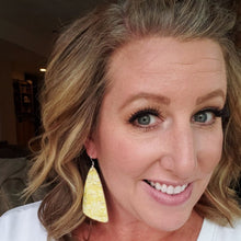 Load image into Gallery viewer, Yellow and White Cork Earrings, Backed by Genuine Leather