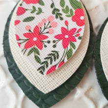 Load image into Gallery viewer, Pink, Green, and White, 3 layer Faux/Vegan Leather Earrings, Nickel Free