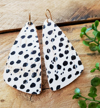 Load image into Gallery viewer, Dalmatian Spotted Earrings, Leather Backed Cork