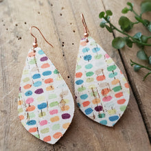 Load image into Gallery viewer, Multicolor Bright Pastel Leather Backed Cork Dangle Earrings