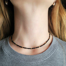 Load image into Gallery viewer, Black and Gold Beaded Choker Necklace Layering Boho
