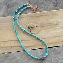 Load image into Gallery viewer, Beaded Turquoise and Copper Necklace with Accent Bead Layering Boho
