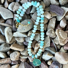 Load image into Gallery viewer, Amazonite Beaded Necklace with Tree of Life Charm Pendant, Layering, Statement,
