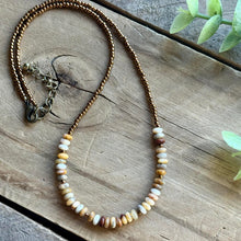 Load image into Gallery viewer, Neutral Toned Layering Necklace, Beaded, Crazy Lace Agate and Bronze
