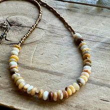 Load image into Gallery viewer, Neutral Toned Layering Necklace, Beaded, Crazy Lace Agate and Bronze
