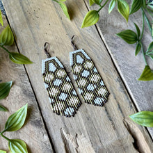 Load image into Gallery viewer, 70&#39;s inspired beaded curtain fringe earrings, off-white, beige, olive green, bronze, brown
