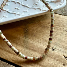 Load image into Gallery viewer, Heishi Choker Necklace, Impression Jasper, Beaded, Layering, Boho, Sandy
