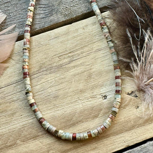 Heishi Choker Necklace, Impression Jasper, Beaded, Layering, Boho, Sandy