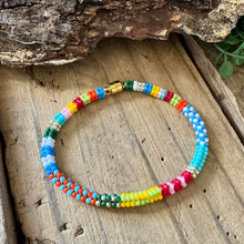 Load image into Gallery viewer, Bright Patchwork Seed Bead Bracelet - Custom Fit with Magnetic Clasp

