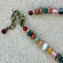 Load image into Gallery viewer, Multi-Gemstone Faceted Beaded Necklace with Gold Arrow Charm, 4x5-6mm
