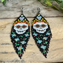 Load image into Gallery viewer, Colorful Sugar Skull Beaded Fringe Miyuki Delica Earrings
