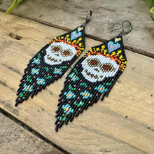Load image into Gallery viewer, Colorful Sugar Skull Beaded Fringe Miyuki Delica Earrings
