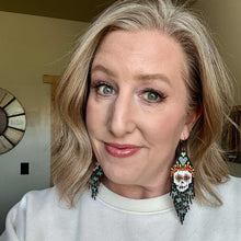 Load image into Gallery viewer, Colorful Sugar Skull Beaded Fringe Miyuki Delica Earrings

