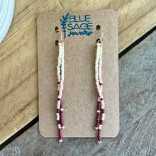 Load image into Gallery viewer, Pink and Cream Beaded Dangle Earrings, Simple, Tea Rose, Oxblood, Alabaster, Rose Gold
