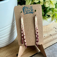 Load image into Gallery viewer, Pink and Cream Beaded Dangle Earrings, Simple, Tea Rose, Oxblood, Alabaster, Rose Gold
