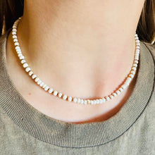 Load image into Gallery viewer, White Beaded Layering Choker Necklace, Magnesite, Antique Copper
