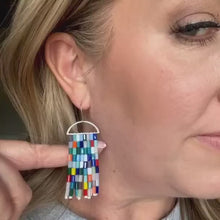 Load and play video in Gallery viewer, Patchwork Glass Earrings on Silver Arch, Multi-colored
