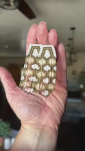 Load and play video in Gallery viewer, 70&#39;s inspired beaded curtain fringe earrings, off-white, beige, olive green, bronze, brown
