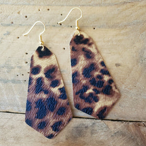 Leopard Print Faux/Vegan Leather Earrings, Classic Variegated Colors