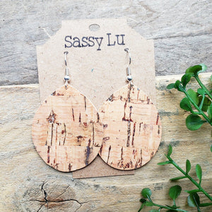 Natural Cork Earrings with Silver Foil Accents