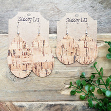 Load image into Gallery viewer, Natural Cork Earrings with Silver Foil Accents
