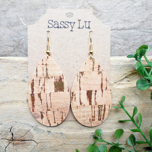 Natural Cork Earrings with Gold Foil Accents