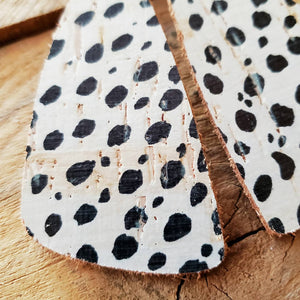 Dalmatian Spotted Earrings, Leather Backed Cork