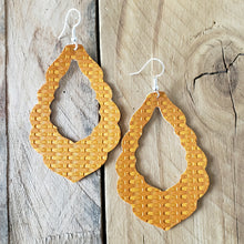 Load image into Gallery viewer, Moroccan Hoop Faux Leather Earrings, Mustard, Mint, Brick Red, White
